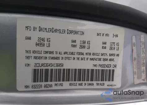 2005 Chrysler 300 Touring from USA, damaged, VIN 2C3JA53G45H136050